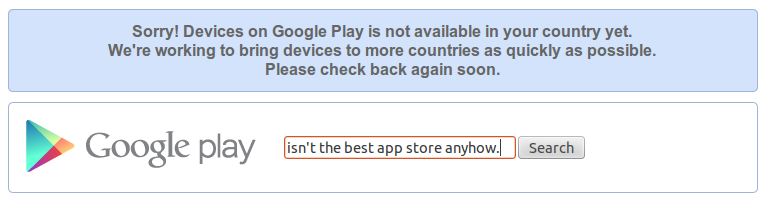 Google Play Store error message